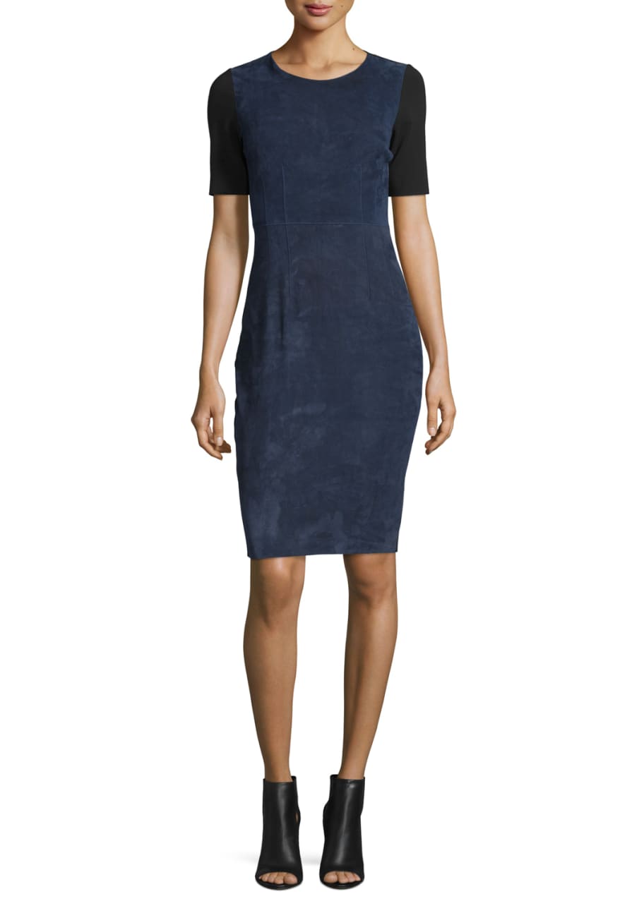 Navy blue tahari sheath dress clearance