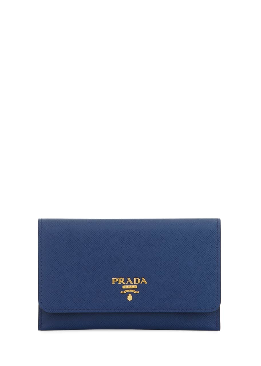 prada saffiano wallet blue