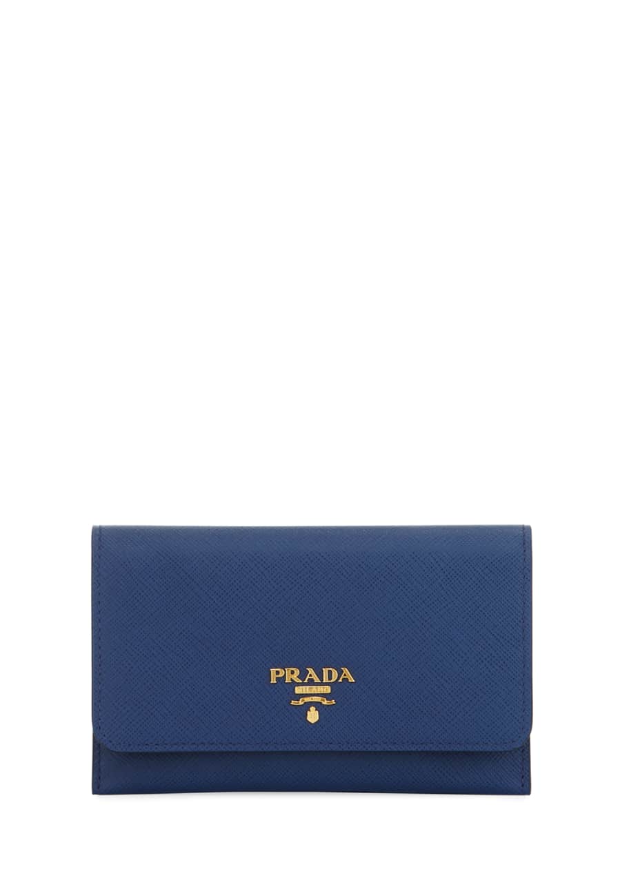 Prada Saffiano Wallet Card Case Blue Bluette Bergdorf Goodman