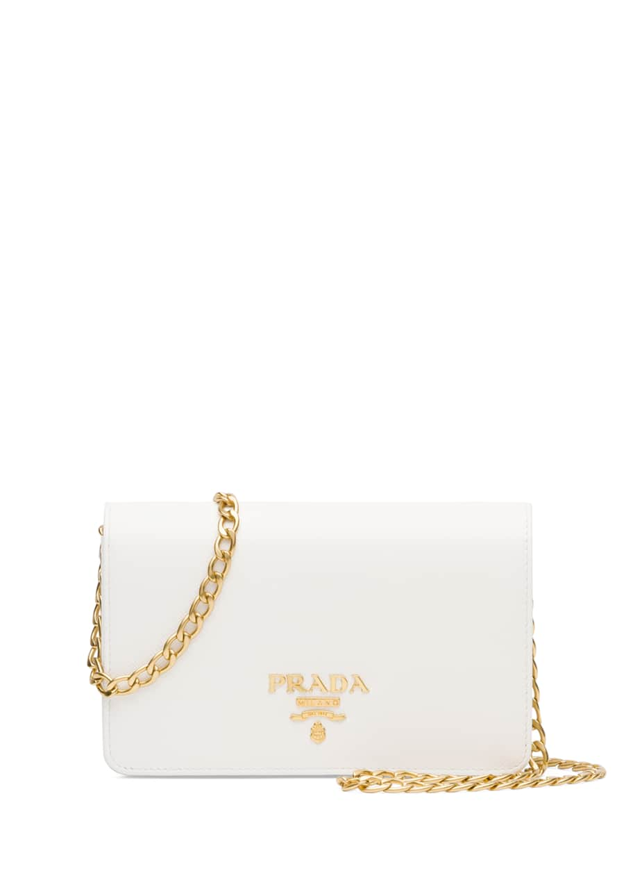 Prada Off White Saffiano Leather Mini Promenade Crossbody Bag