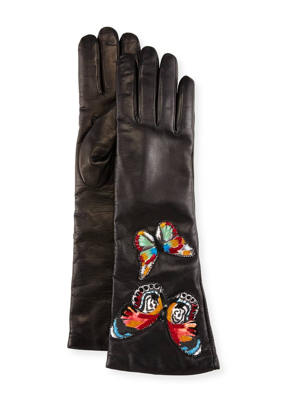 Embroidered leather gloves 2025