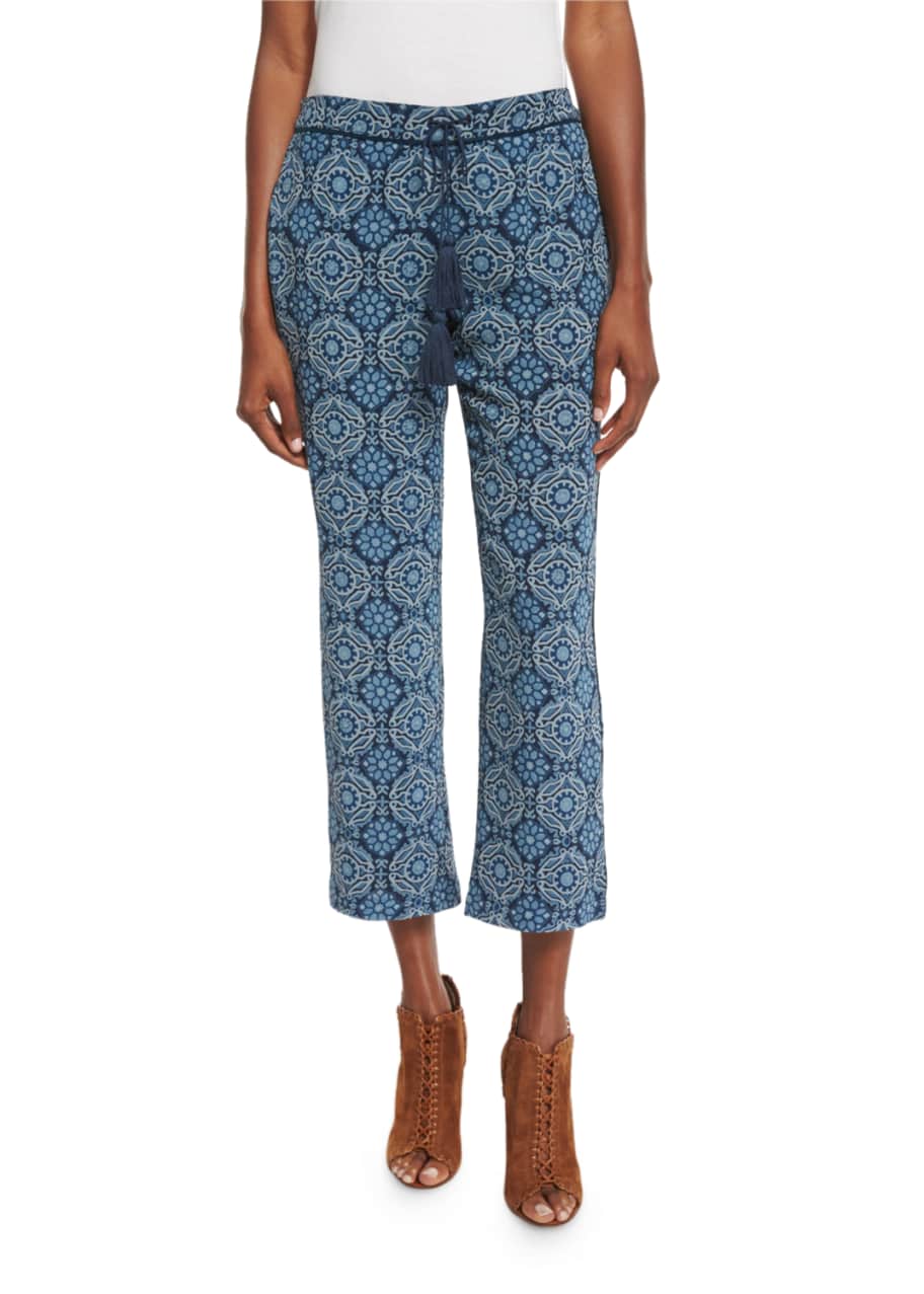 Talitha Collection Printed Silk Drawstring Pants, Blue Bergdorf Goodman