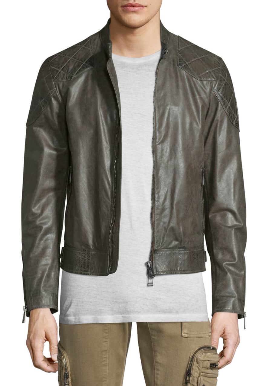 Belstaff green leather jacket hotsell