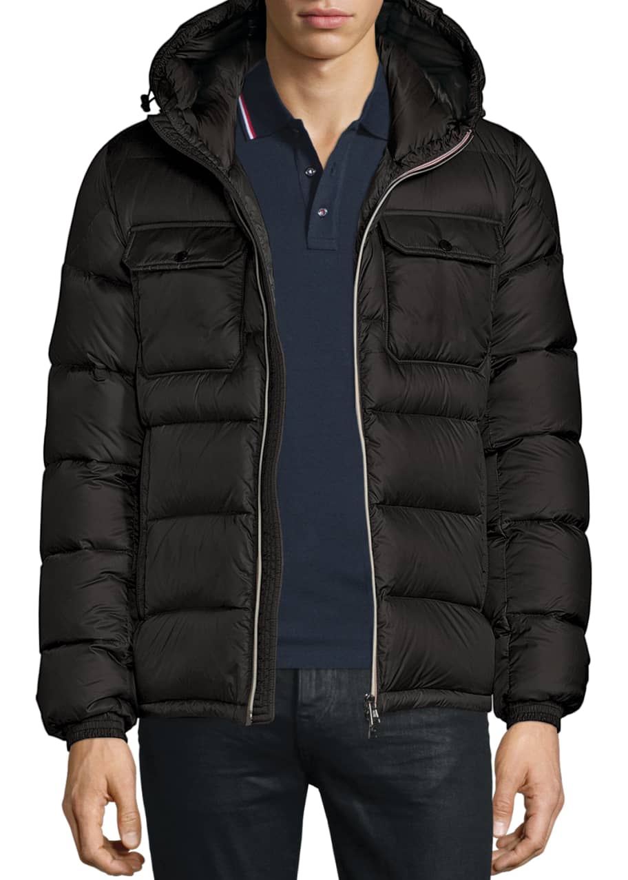 Moncler Morane Logo Stripe Down Jacket Black Bergdorf Goodman