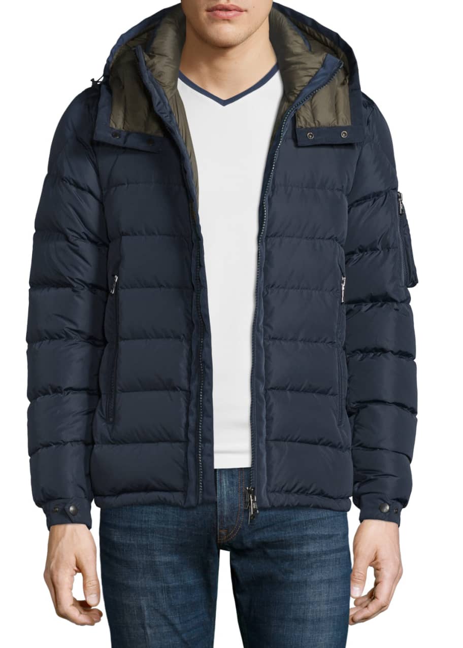 Moncler Danube Hooded Down Jacket, Navy - Bergdorf Goodman