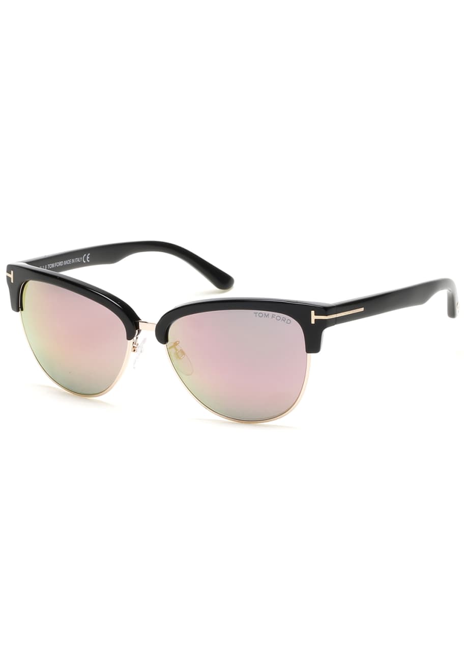 Tom Ford Fany Flash Semi Rimless Cat Eye Sunglasses Black Rose Pink Bergdorf Goodman