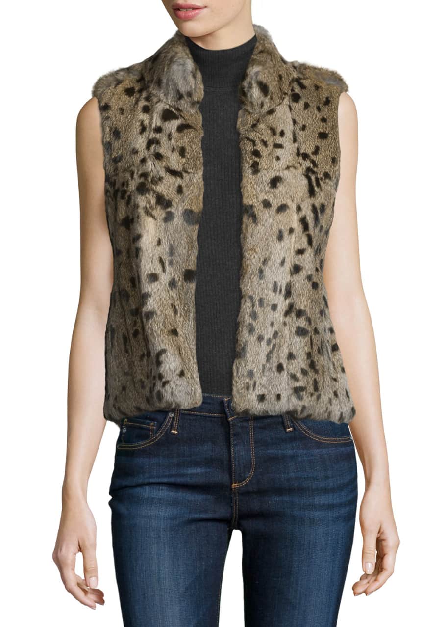 Joie Merwyn Leopard Print Rabbit Fur Vest Bergdorf Goodman