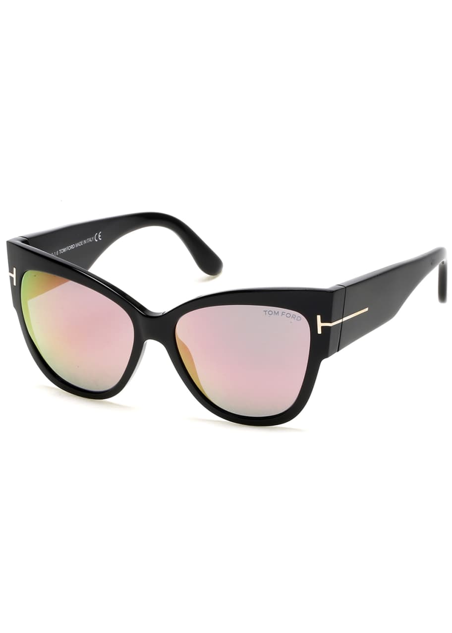 TOM FORD Anoushka Flash Cat-Eye Sunglasses, Black/Pink - Bergdorf Goodman