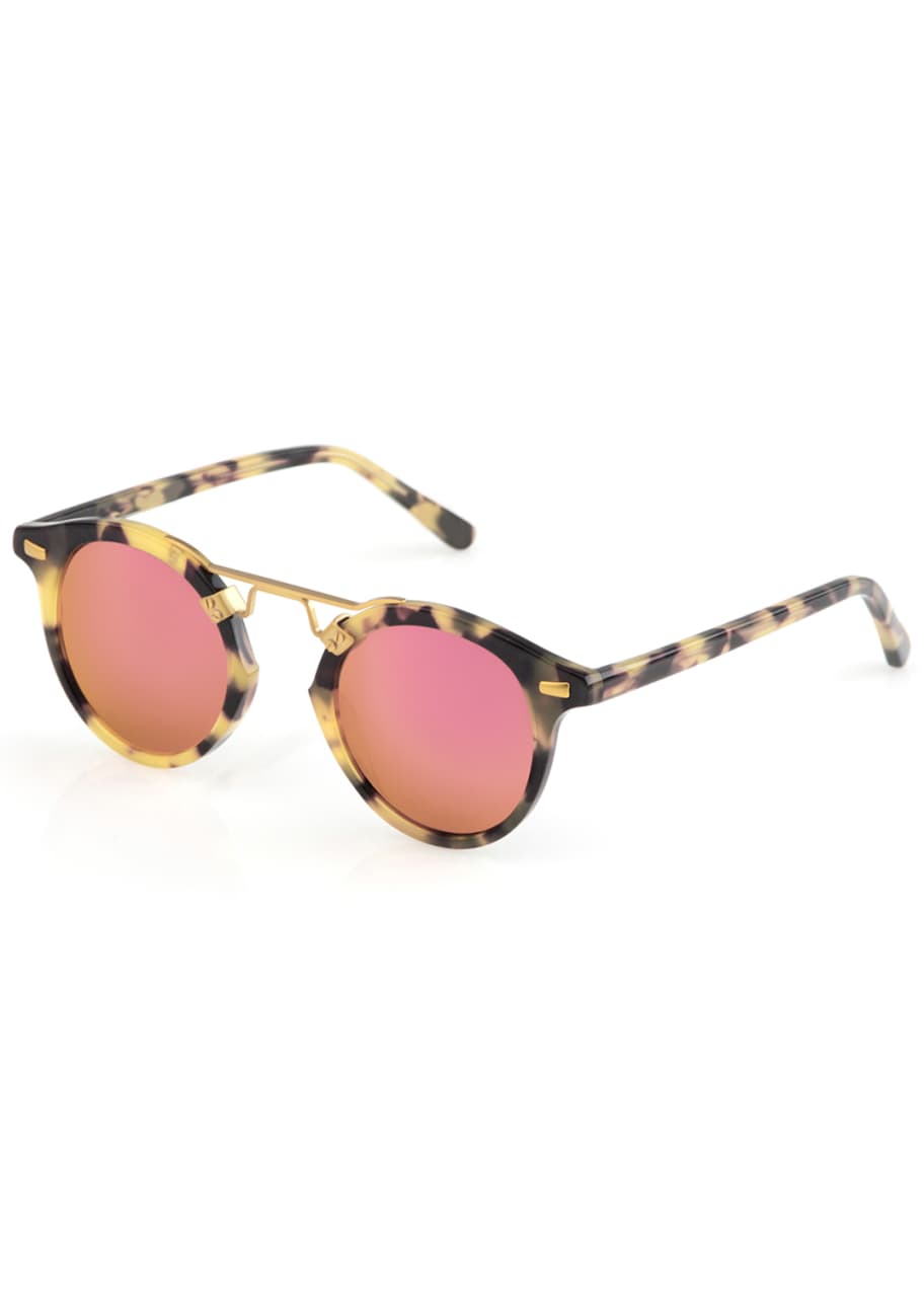 KREWE St. Louis Round Mirrored Sunglasses, Audubon Bergdorf Goodman