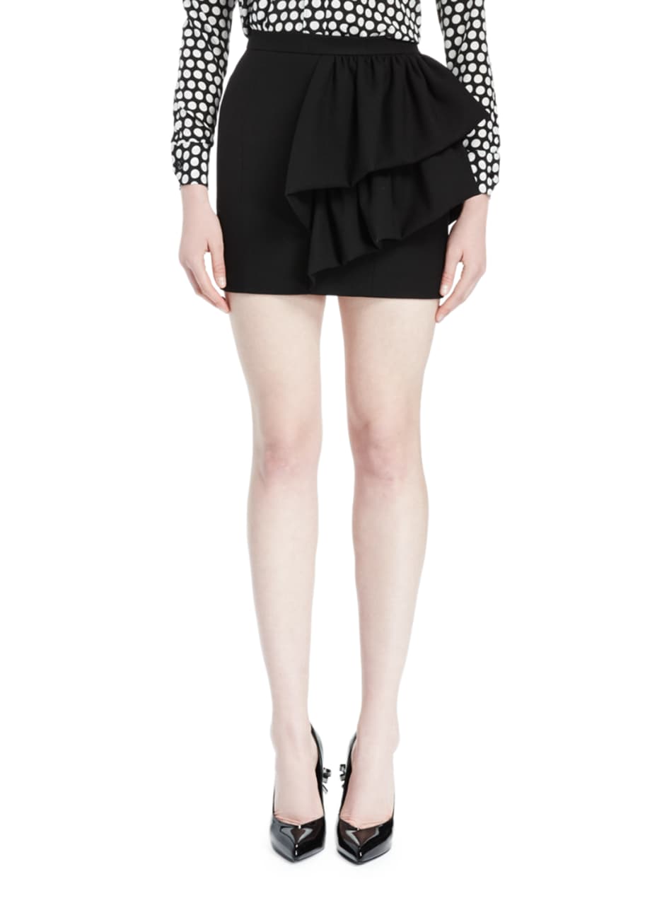 Image 1 of 1: Ruffle-Trim Mini Skirt, Black