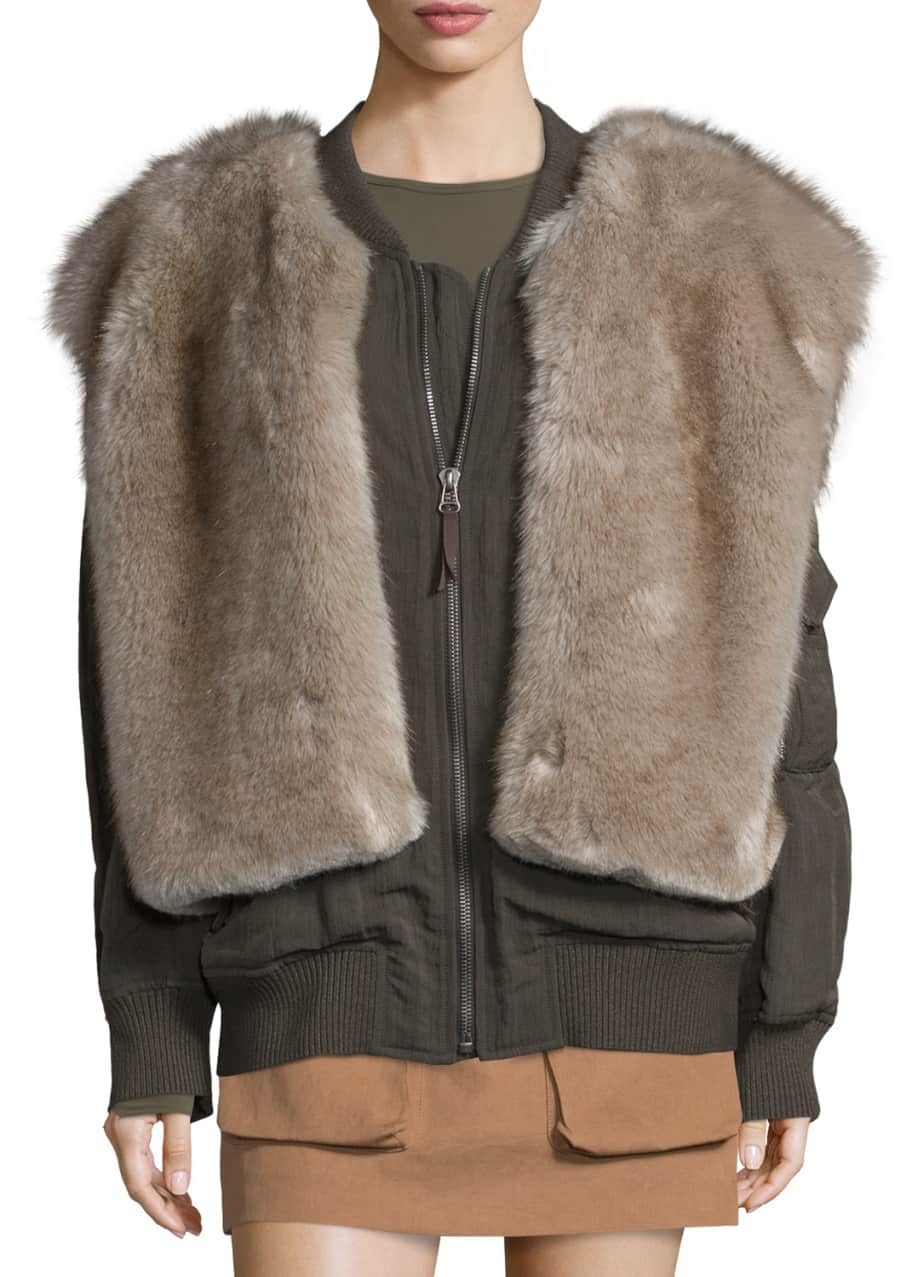 Helmut lang faux fur bomber jacket clearance