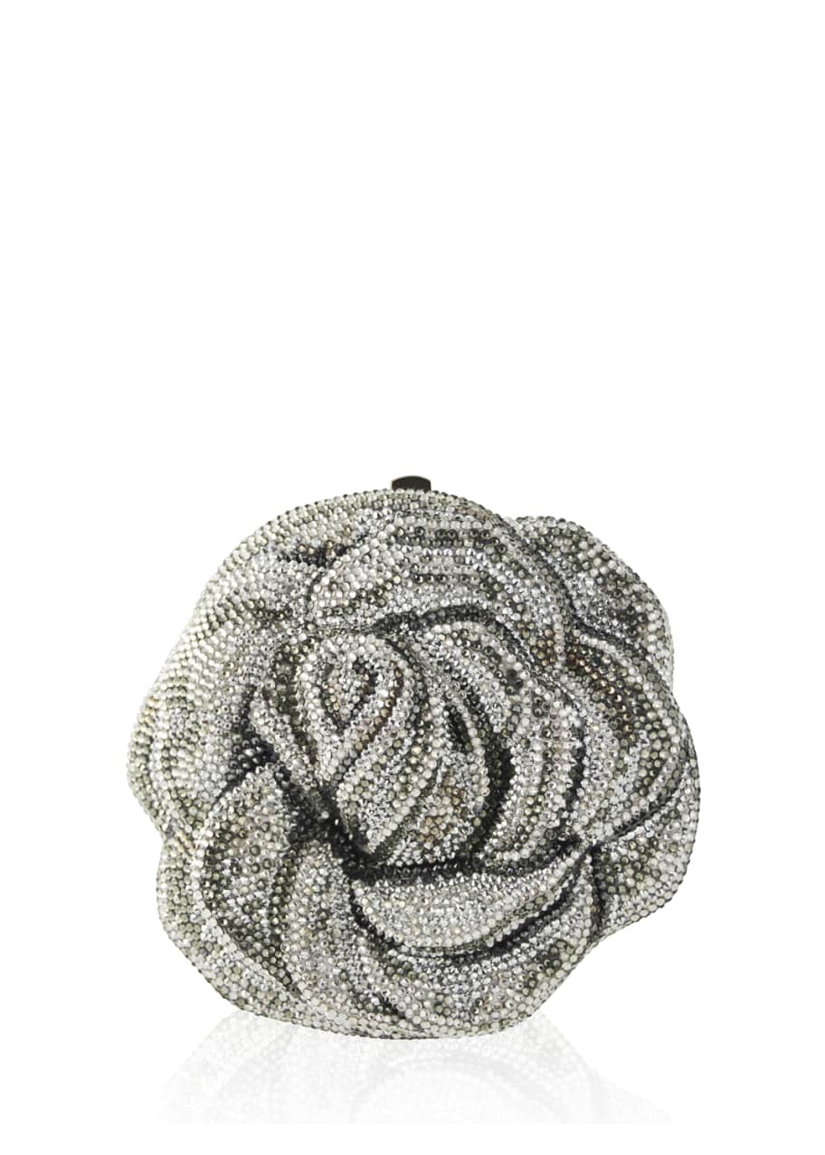 Judith Leiber Basket Of Roses Crystal-embellished Silver-tone Clutch in  White