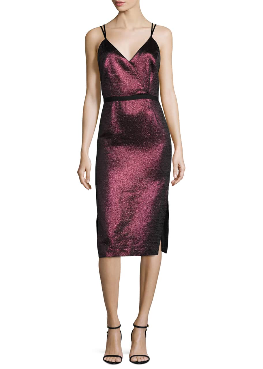 cinq a sept Soleil Metallic Strappy Cocktail Dress Bergdorf Goodman