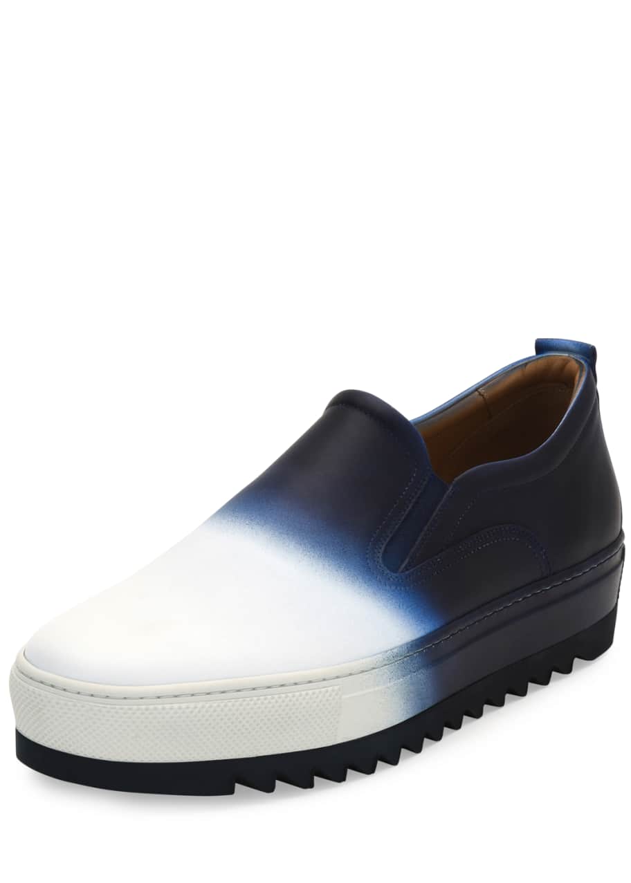 Image 1 of 1: Dégradé Leather Slip-On Sneaker, White/Blue