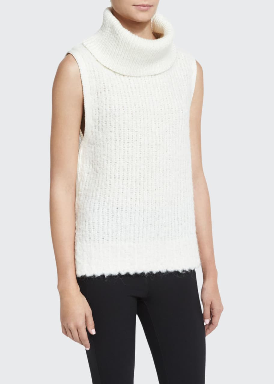Rag Bone Adele Sleeveless Ribbed Turtleneck Sweater Ivory