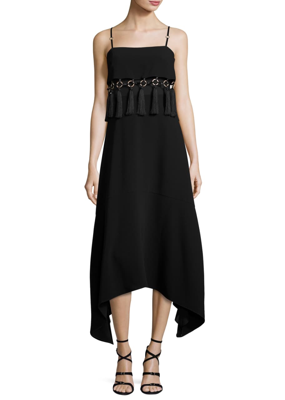 Cinq A Sept Nolana Sleeveless Tassel Trim Midi Dress Bergdorf Goodman