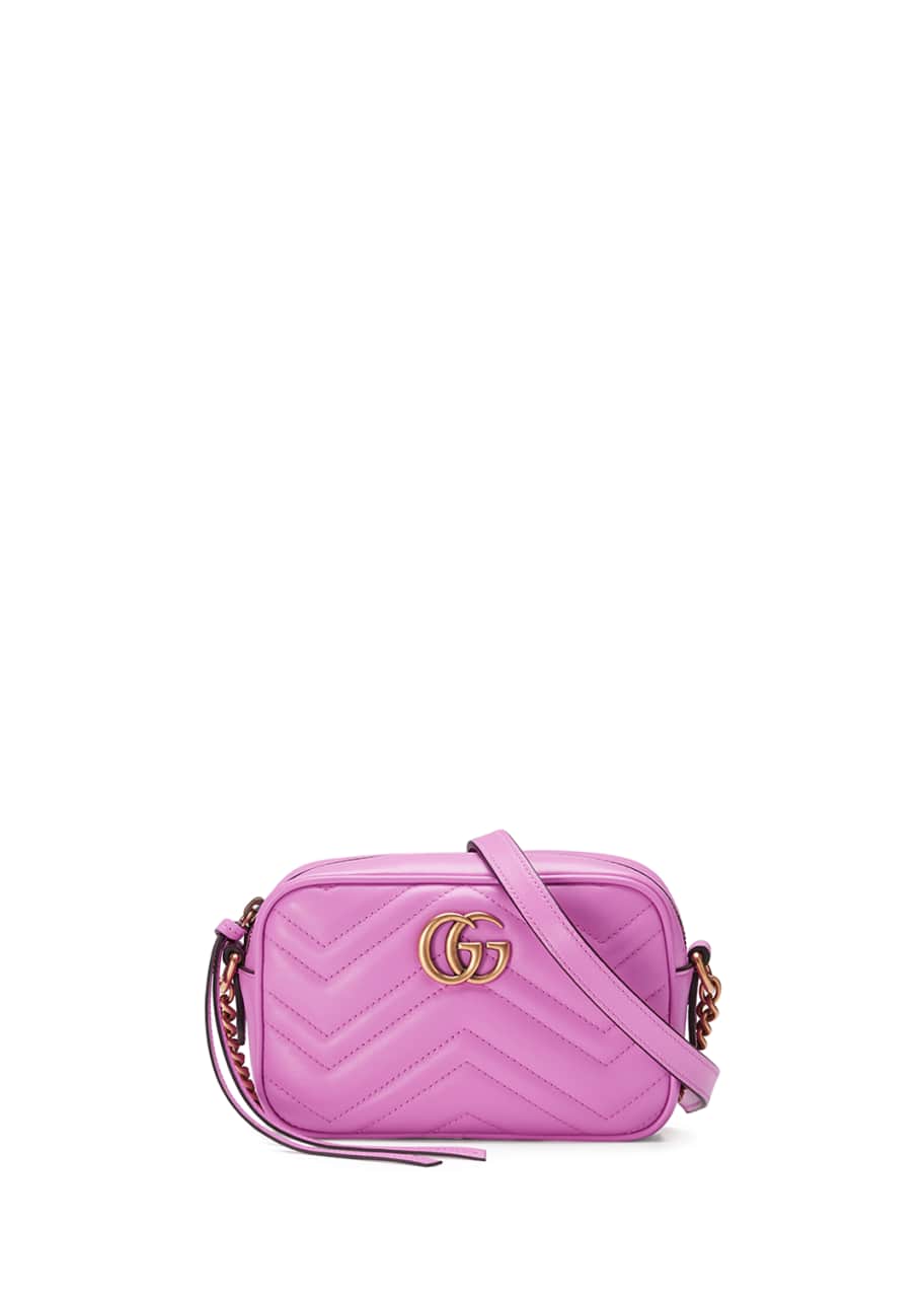 Gucci GG Marmont Camera Bag Matelasse Mini Light Pink in Leather with  Antique Gold - GB