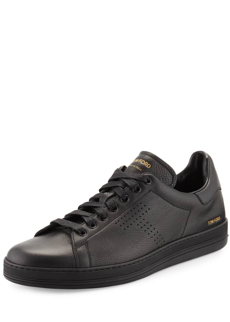 TOM FORD Men's Warwick Grained Leather LowTop Sneakers, Black