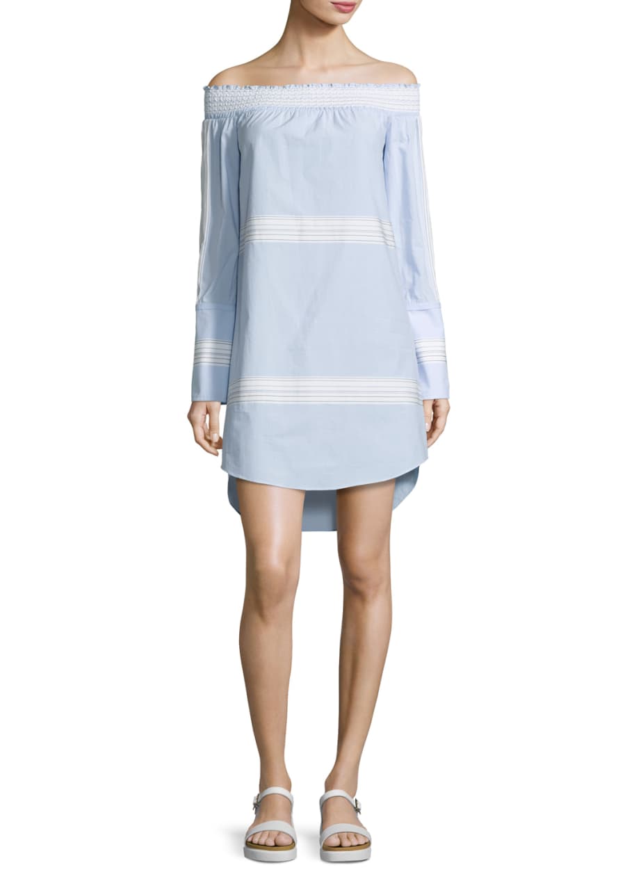 Derek Lam 10 Crosby Off-the-Shoulder Poplin Shift Dress, Oxford - Bergdorf  Goodman