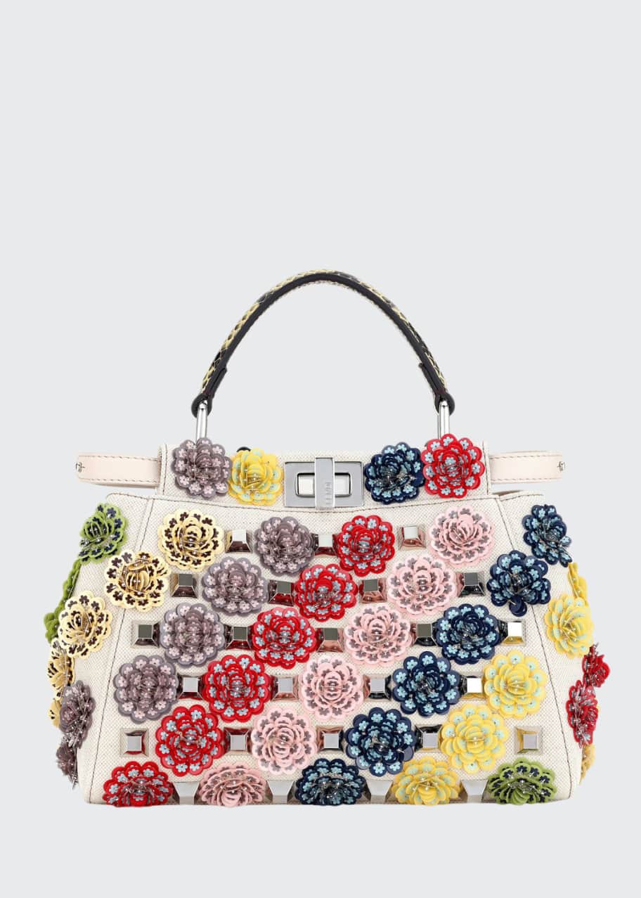Fendi Peekaboo Mini Floral Canvas Satchel Bag, Multi - Bergdorf