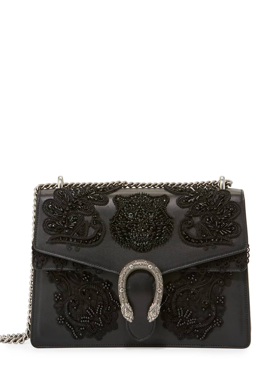 Gucci Dionysus Medium Embroidered Shoulder Bag Black Bergdorf