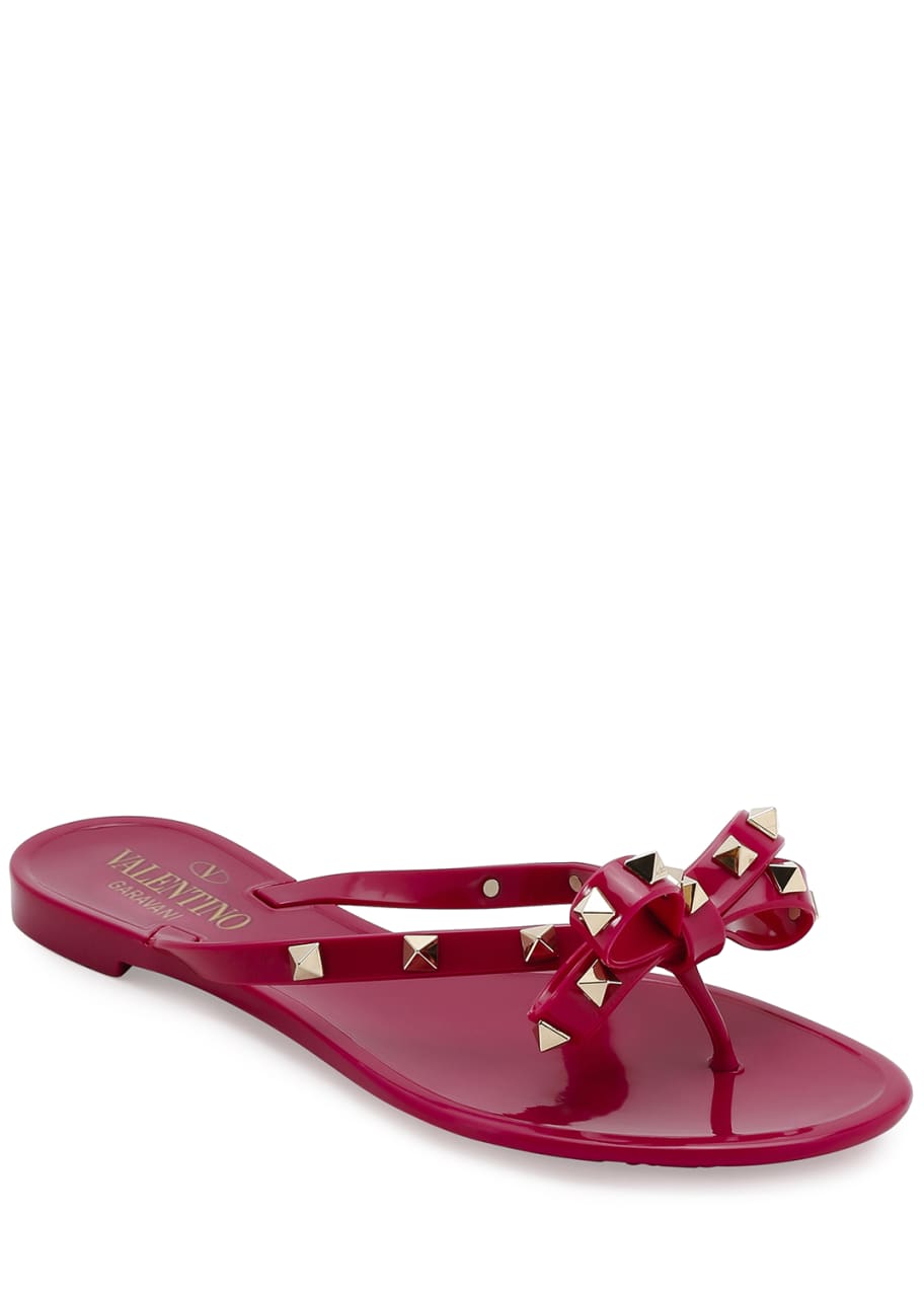 Rockstud PVC Flat Thong Sandals Deep Cyclamen