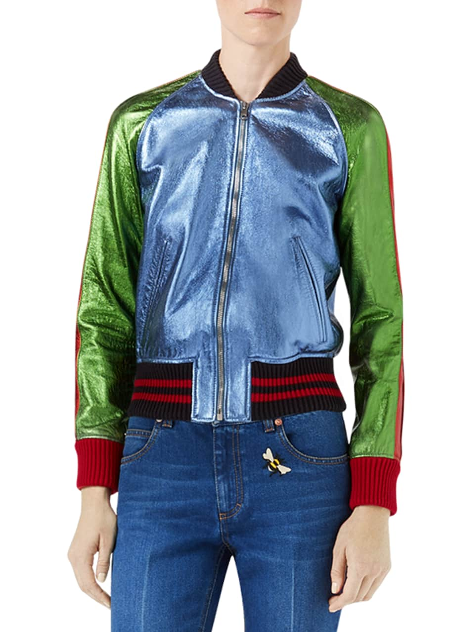 gucci leather bomber jacket