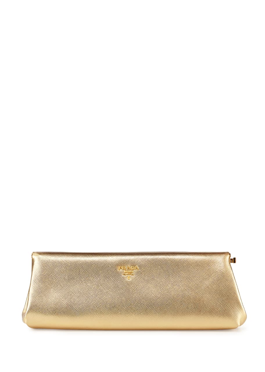Saffiano East West Clutch Bag Gold Platino