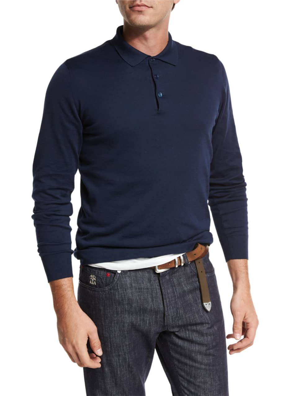 Brunello Cucinelli Logo Long-Sleeved Polo Shirt