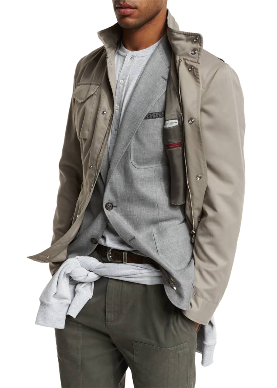 Brunello Cucinelli Brushed Nylon Field Jacket Taupe Bergdorf