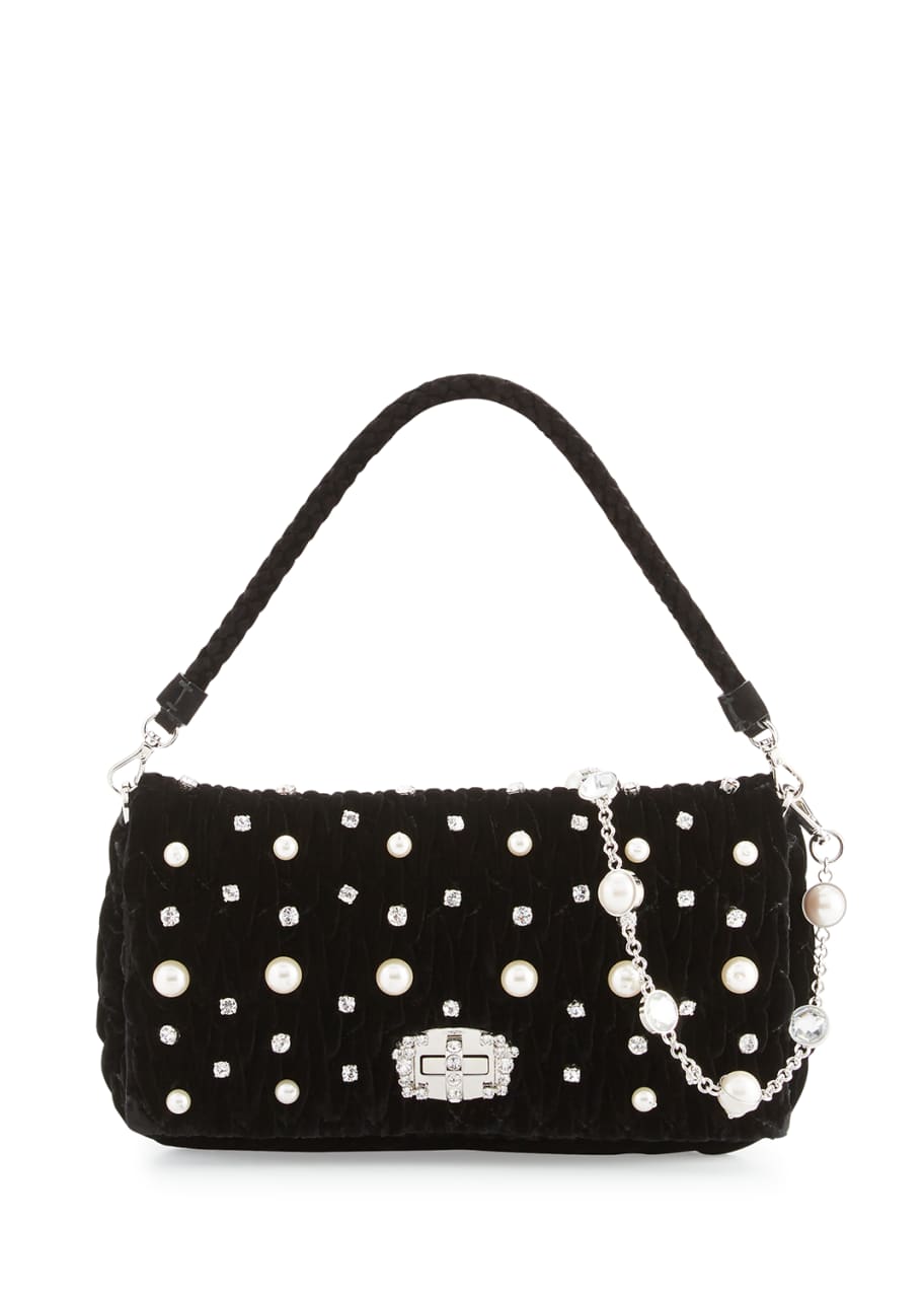 Miu Miu Crystal Borse Embellished Velvet Shoulder Bag Bergdorf Goodman