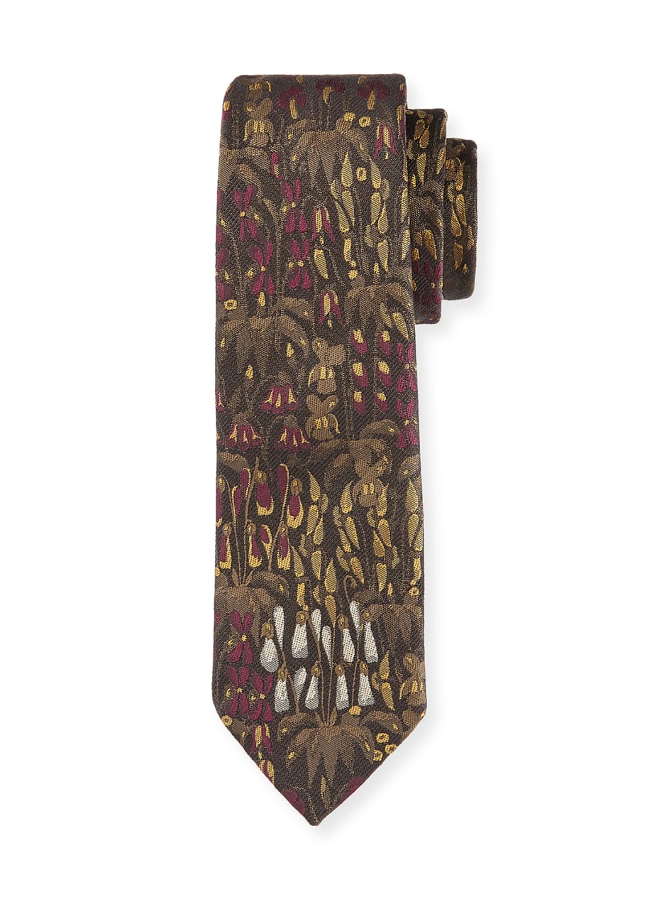 Dries Van Noten Floral Silk Tie, Purple/Multi - Bergdorf Goodman