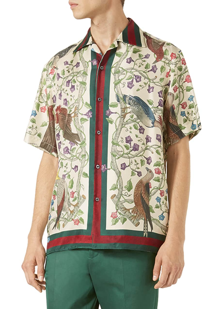 GUCCI BIRDS OF PREY SILK TWILL SHIRT (Size 15+) - CRTBLNCHSHP