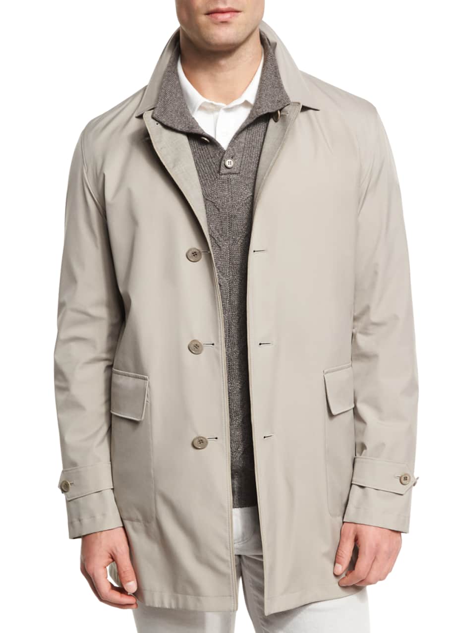 Loro Piana Wind Stretch Storm System Short Coat Duo Beige