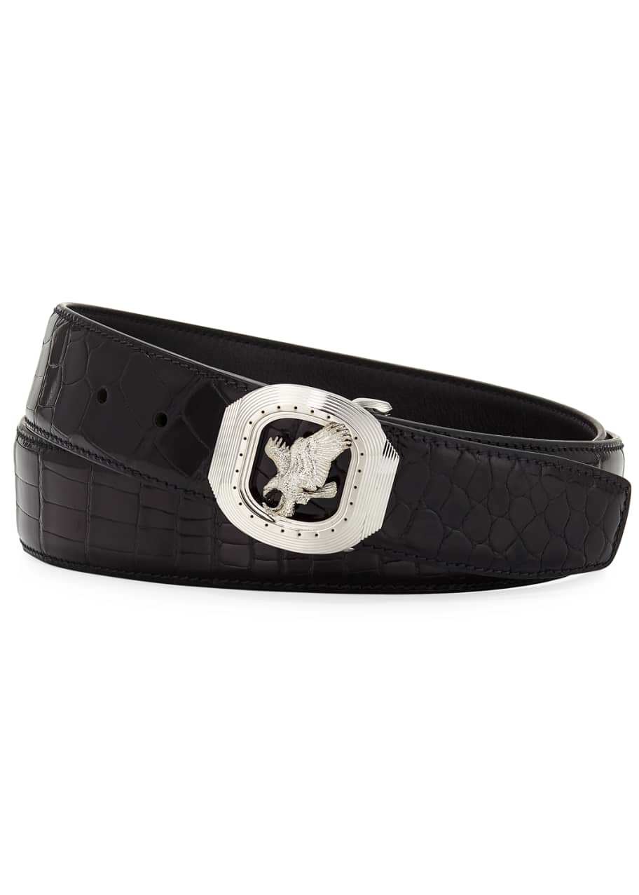 Eagle buckle croc belt discount