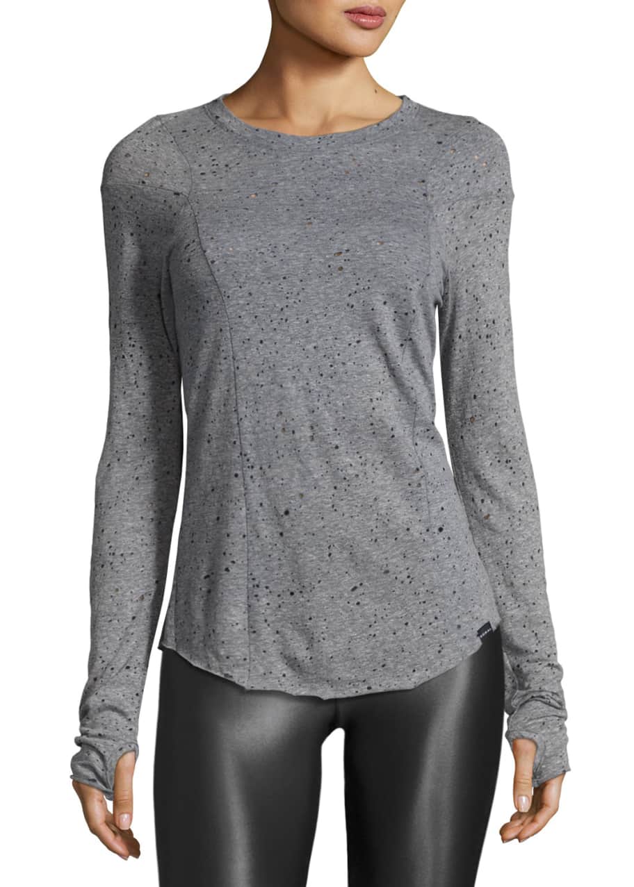 Koral Activewear Brick Distressed Long Sleeve Athletic T Shirt