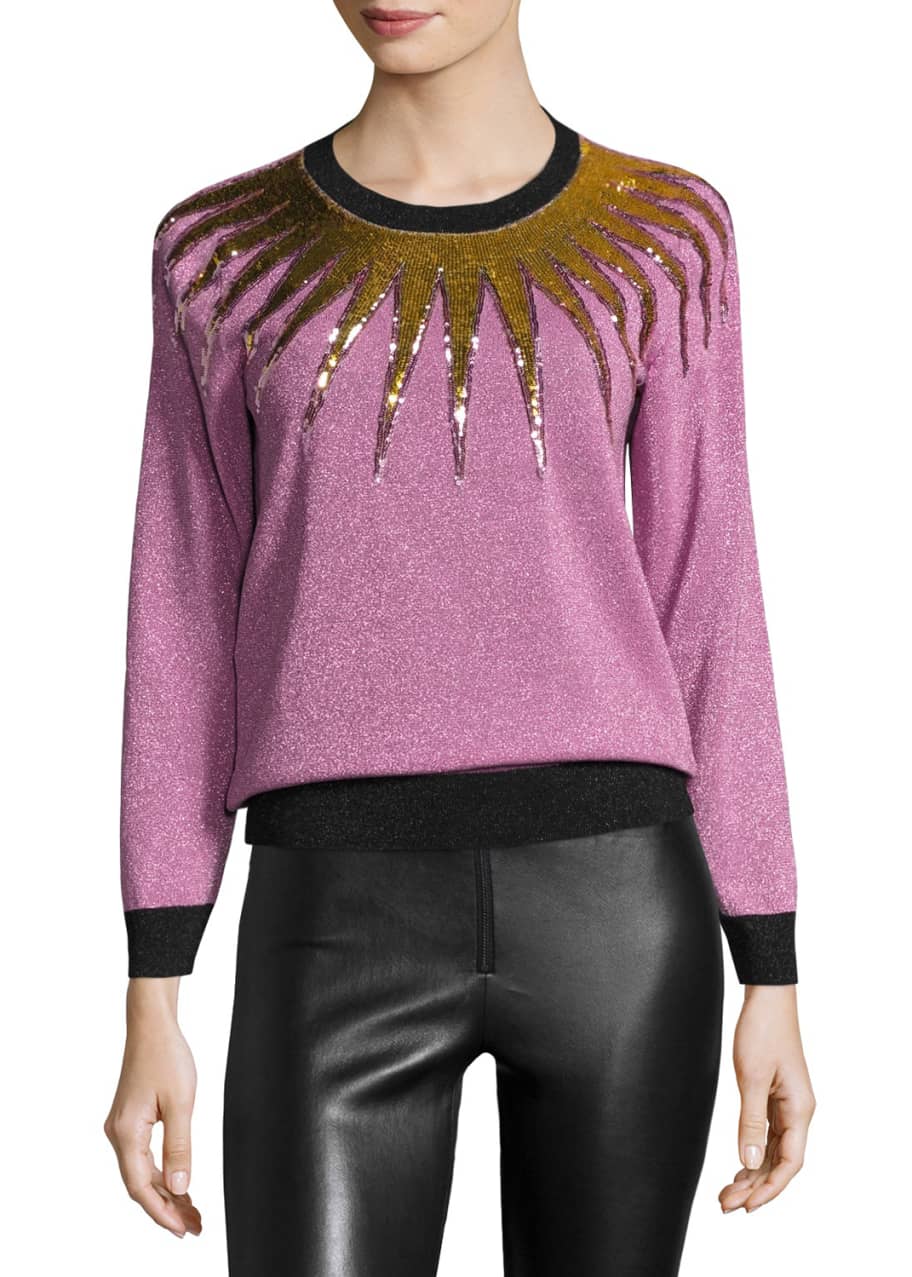 Gucci Embroidered Metallic Sweater Bergdorf Goodman