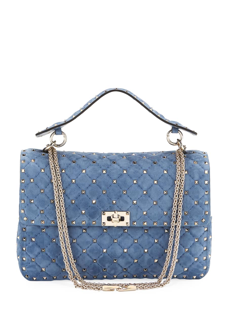 Valentino Garavani Rockstud Spike Large Chain Bag Bright Blue