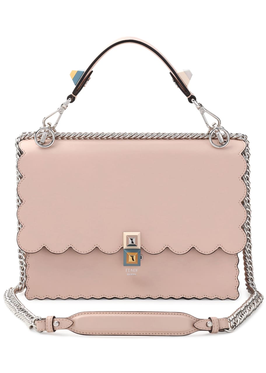 Fendi Kan I Scalloped Leather Shoulder Bag, Pink - Bergdorf Goodman