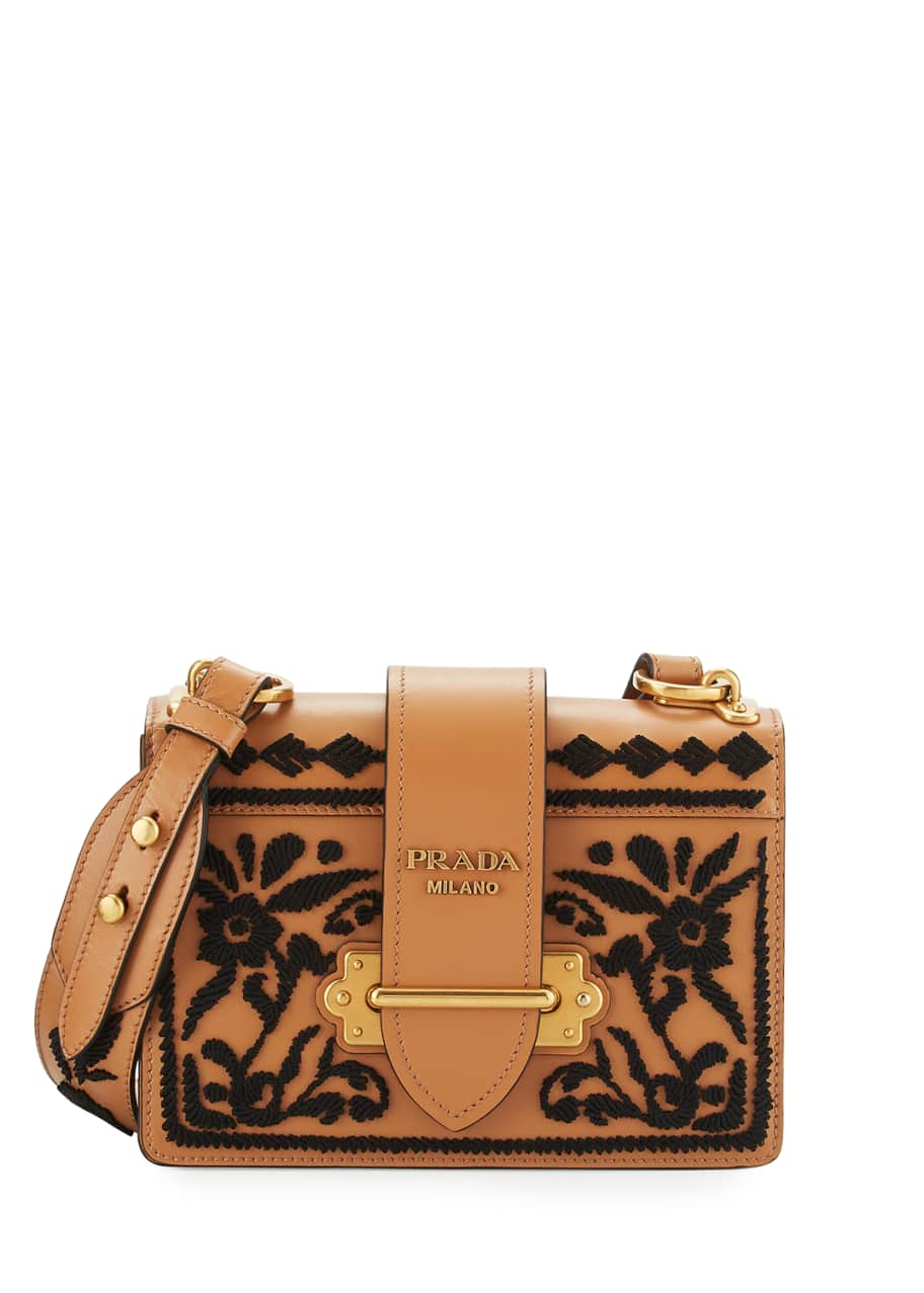 Prada Madras Cahier Leather Shoulder Bag - Bergdorf Goodman