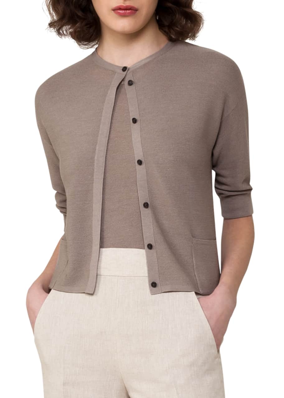 Akris Knit ElbowSleeve Cardigan Bergdorf Goodman