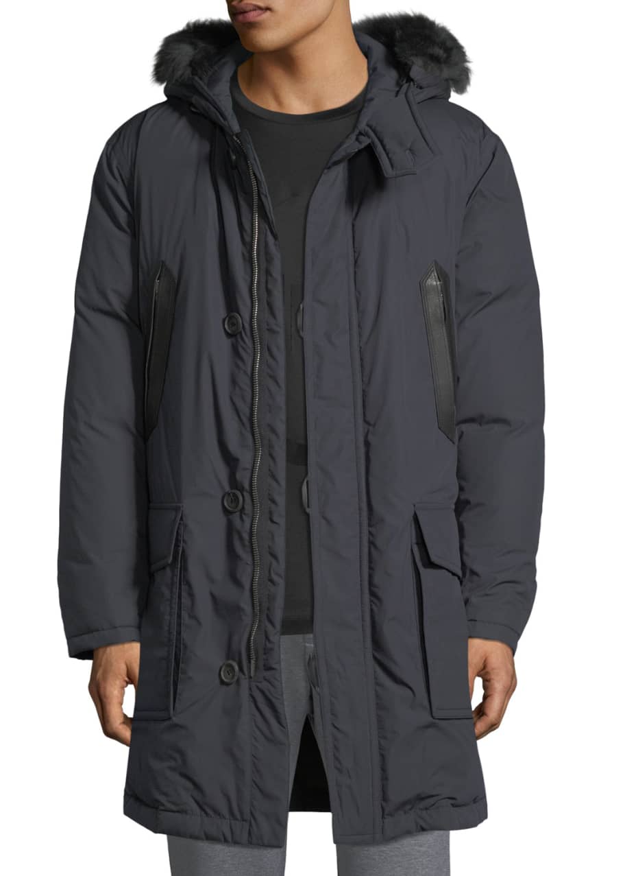 Salvatore Ferragamo Men s Leather Trim Parka with Fur Bergdorf