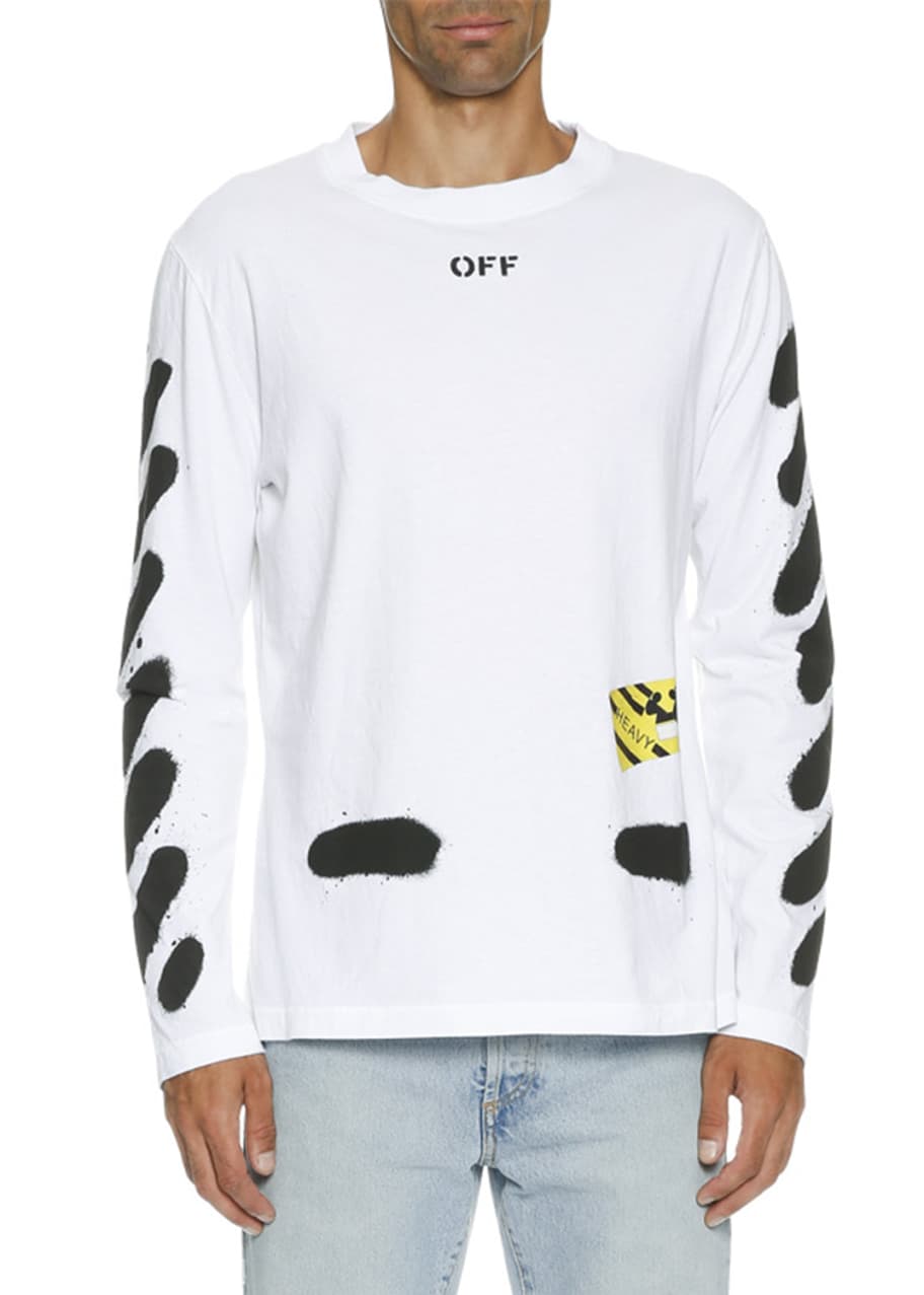 Off White Spray Paint Logo Long Sleeve T Shirt White Black