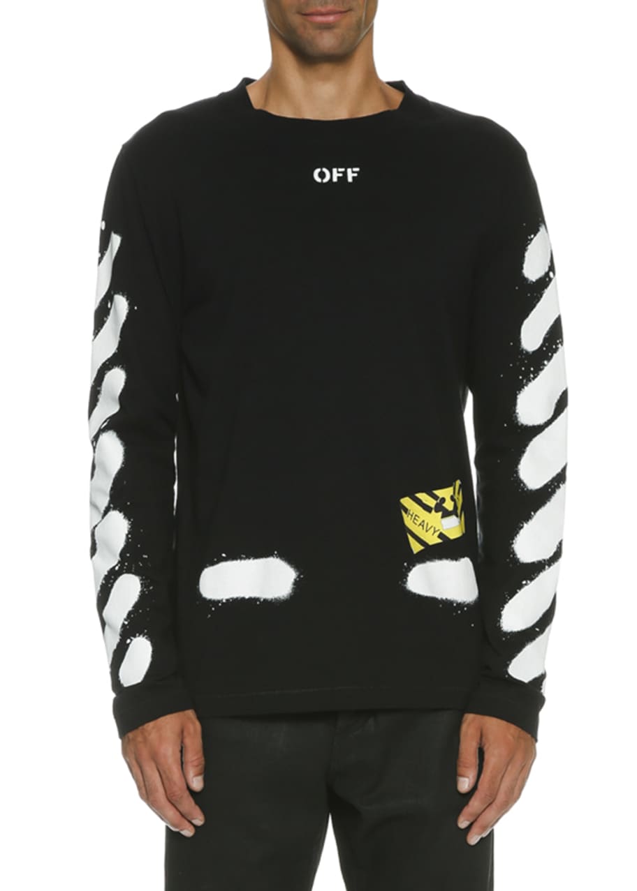 Off-White Spray-Paint Logo Long-Sleeve T-Shirt, Black/White