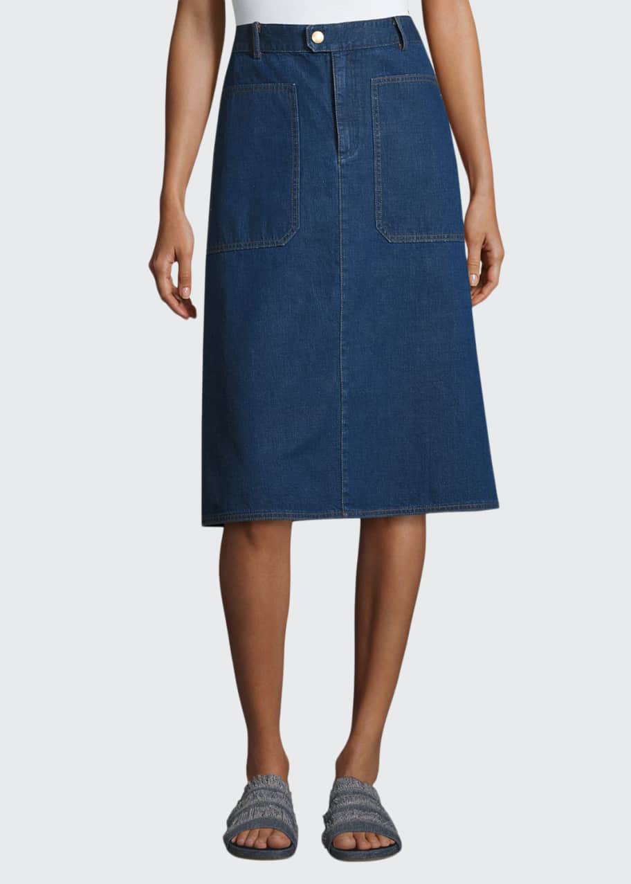 A.P.C. Nevada A-Line Denim Skirt, Indigo - Bergdorf Goodman