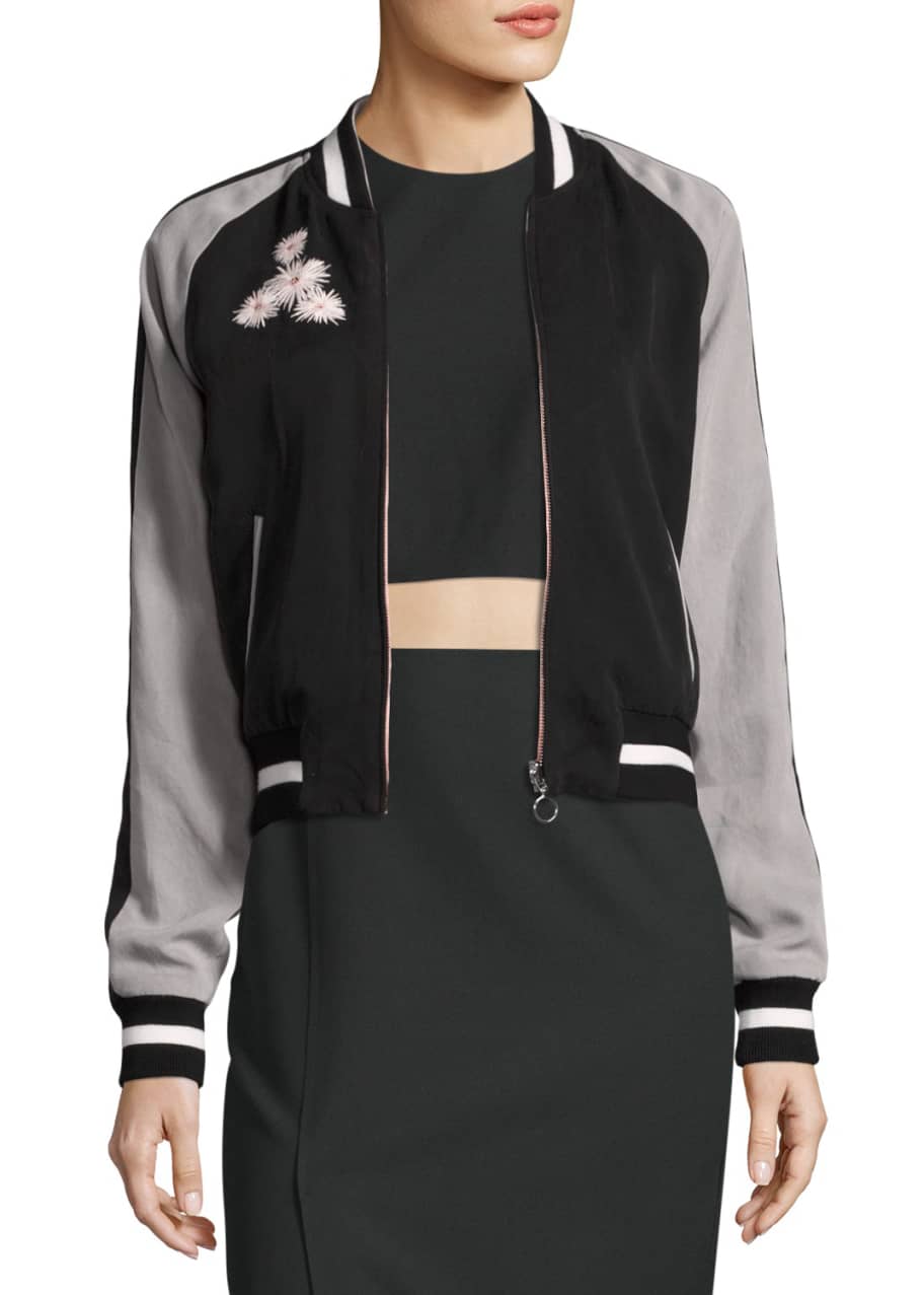 Elizabeth James Willa Embroidered Colorblock Bomber Jacket