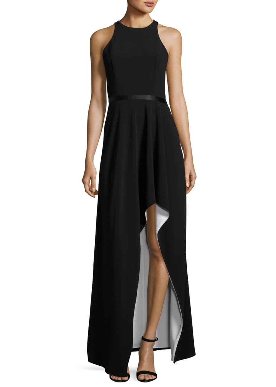 Halston black and white dress cheap