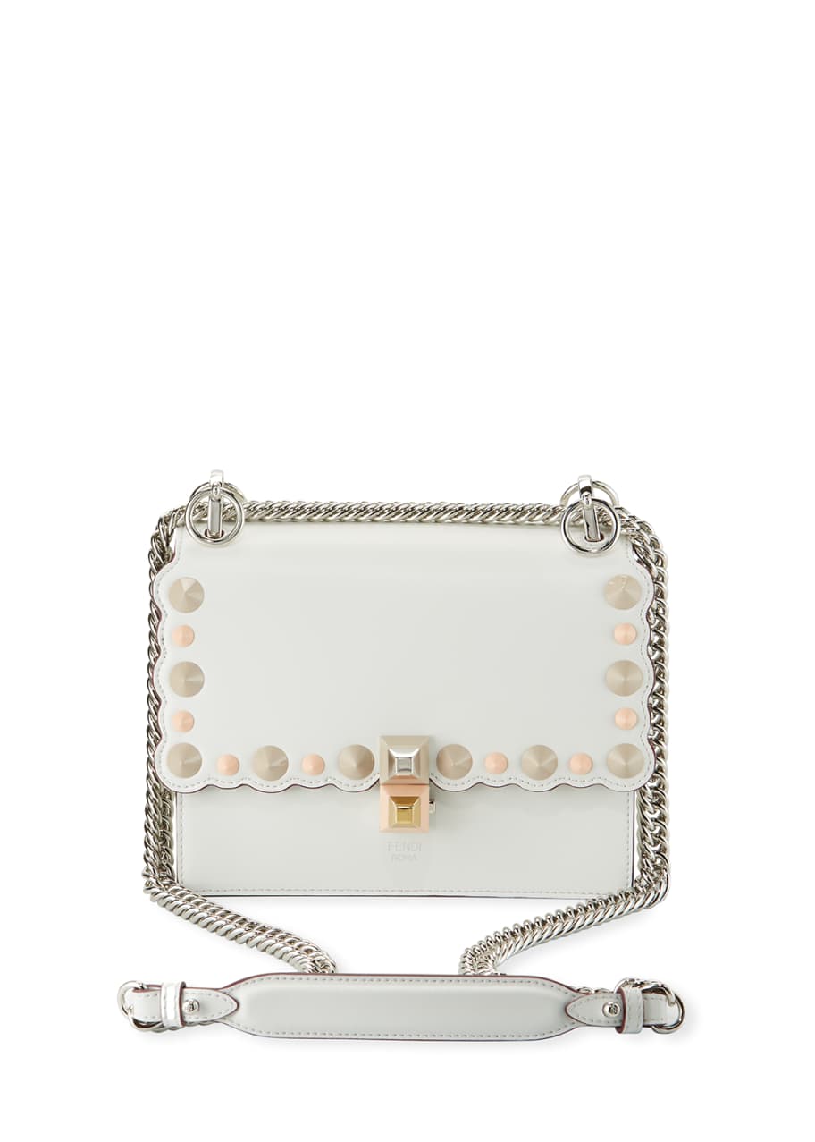 Fendi Logo Chain Strap Shoulder Bag in White