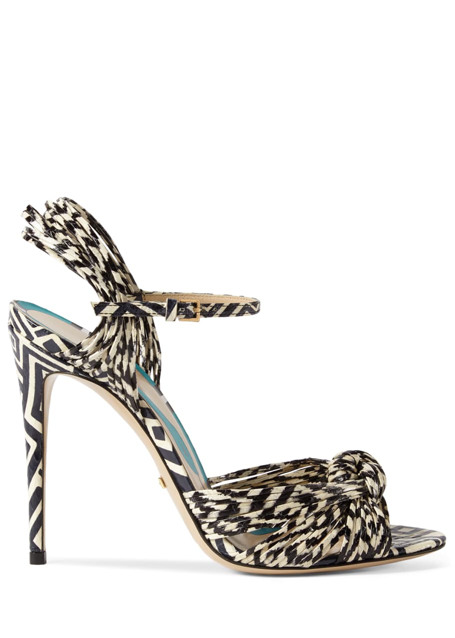 Gucci Allie Striped Leather Sandals Black White Bergdorf Goodman