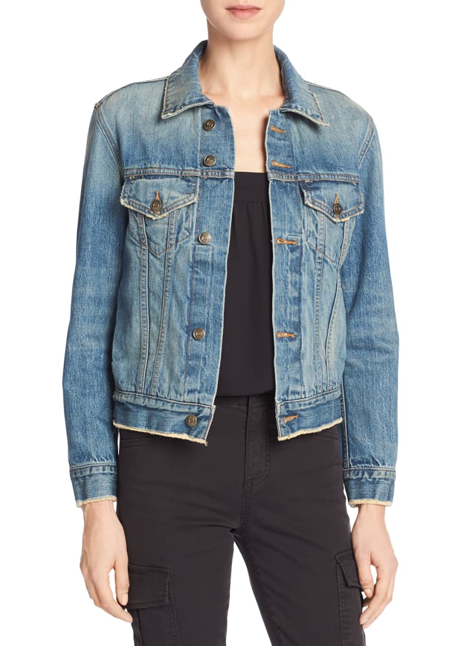 Vince Cropped Denim Jacket Mid Blue Wash Bergdorf Goodman